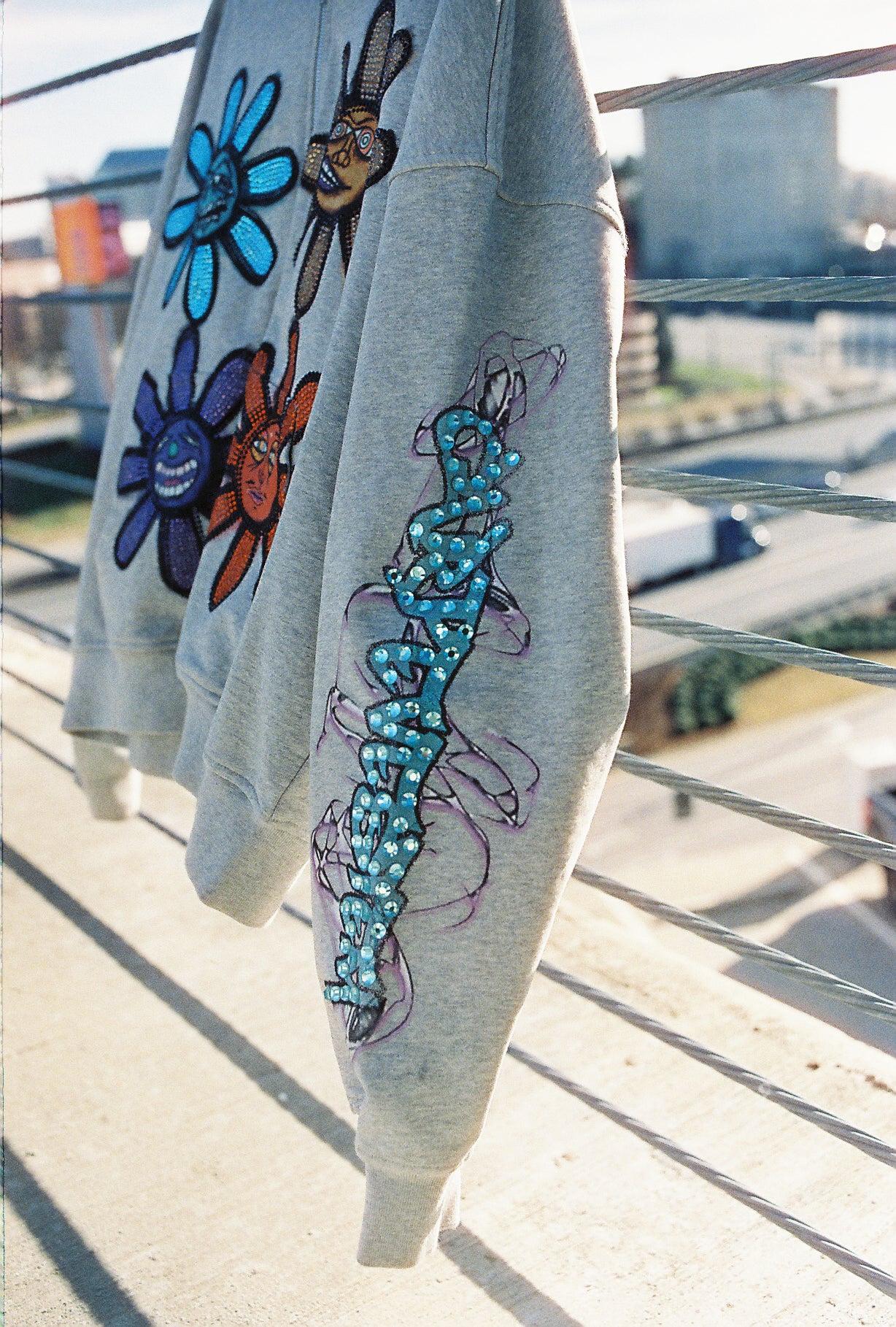 Rhinestone Grey Mood Hoodie
